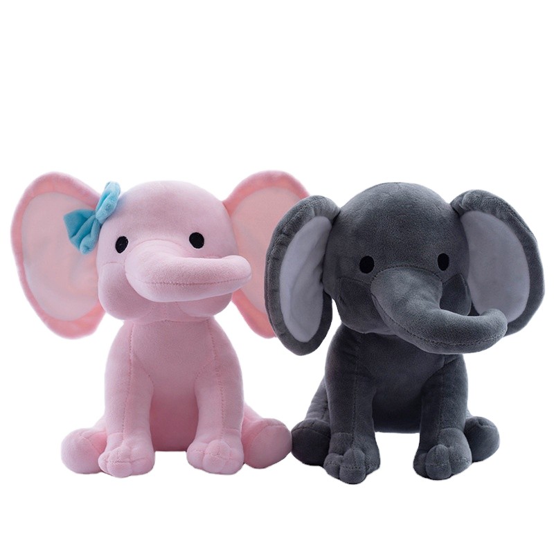 Elephant Plush Manufacturer - Colorful Pink Gray Custom Text Big Ears