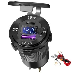 Car Charger Supplier - 83W USB C PD QC3.0 LED Voltmeter