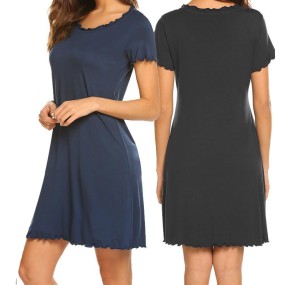 Women Nightgown Manufacturer - Long-sleeved Shirt Button-open