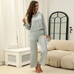 Home Wear Supplier - Printed Lace V-neck Long