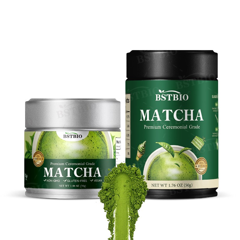 BSTBIO OEM Private Label Tin Cans Packaging Pure Green Tea Organic Matcha Powder