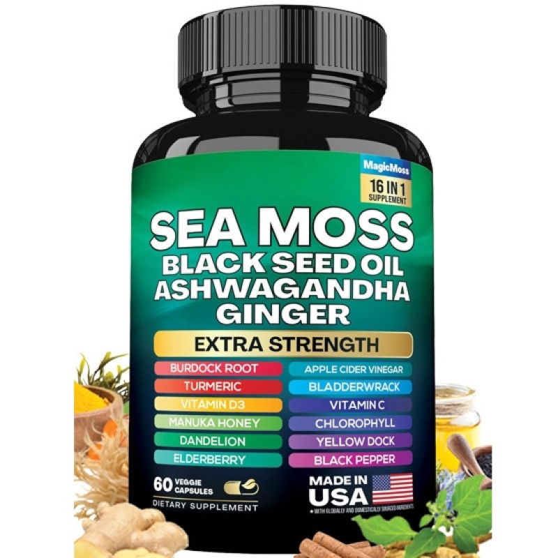 Oem Hot Seamoss Capsules Sea Moss Shilajit Ashwagandha Panax Ginseng Ginkgo Biloba Capsule