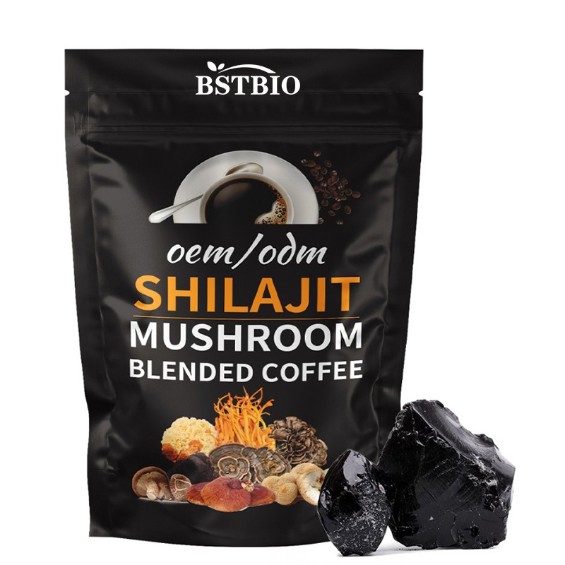 BSTBIO Factory Supply 8 in 1 Mushroom Coffee Blend Shilajit Mushroom Mixed Coffee OEM Private Label