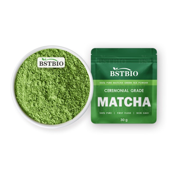 BSTBIO OEM私人标签顶级散装袋小袋30克纯有机抹茶绿茶粉