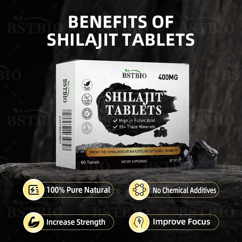BSTBIO Pure Himalayan Shilajit Resin Extract Shilajit Dry Drops 400mg Shilajit Tablets