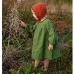 Girl Dress Supplier - Puff Sleeve Linen Cotton