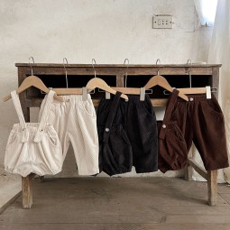 Baby Pants Supplier - Corduroy Suspenders Shorts