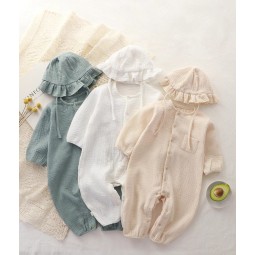 Baby Romper Manufacturer - Long Style Gauze Solid