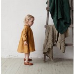 Girl Dress Supplier - Puff Sleeve Linen Cotton