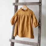 Girl Dress Supplier - Puff Sleeve Linen Cotton