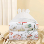 Children's Poncho Manufacturer - Printed Coral Velvet Rabbit Ear