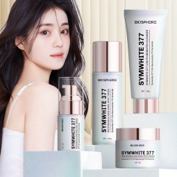 自有品牌纯素护肤套装抗衰老痤疮精华液和保湿面霜美白洁面乳套装