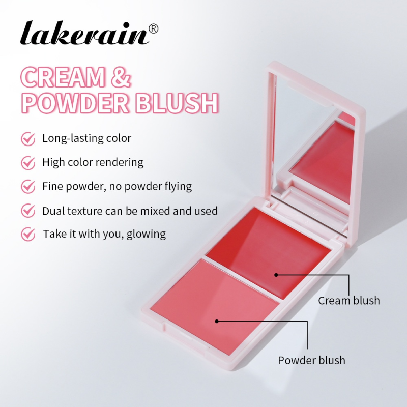 Patrick Ta Lakerain 2-in-1 Vegan Blush Palette Cruelty-Free High Moisturizing Delicate Cream Powder for Face Cheeks