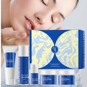 Organic Blue Essence Skincare Kit Brightening and Hydrating Revitalizing Face Care Set with Niacinamide Manufactured by Bright