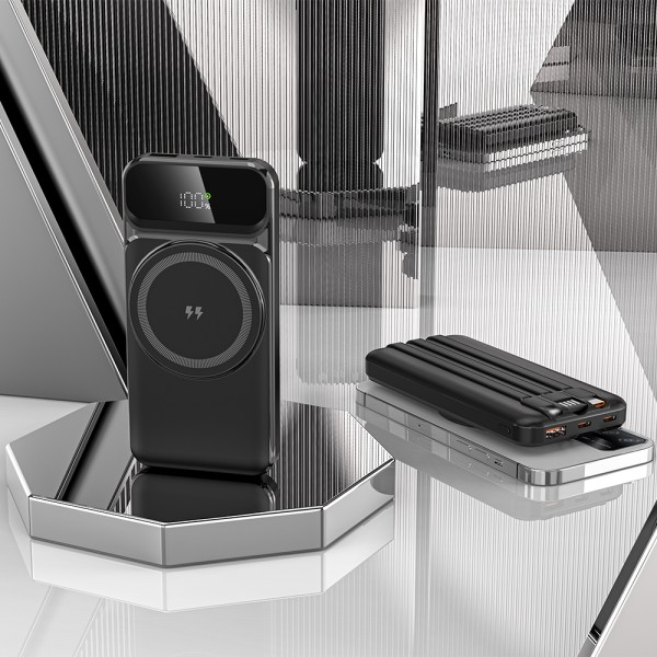 Power Bank Factory - Bulk PD22.5W Magnetic Wireless Built-in Cable