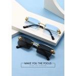 Rimless Sunglasses Factory - OEM Custom Logo Vintage Square Sun Glasses