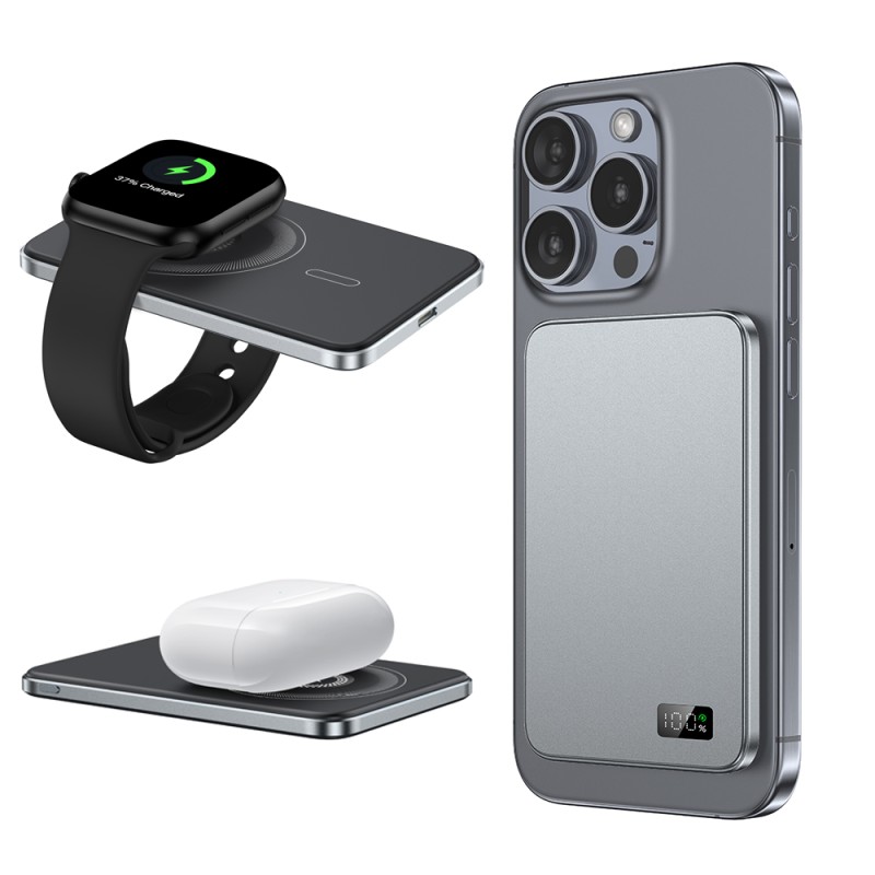 Magnetic Power Bank Supplier - OEM 3-in-1 10000mAh Ultra Slim