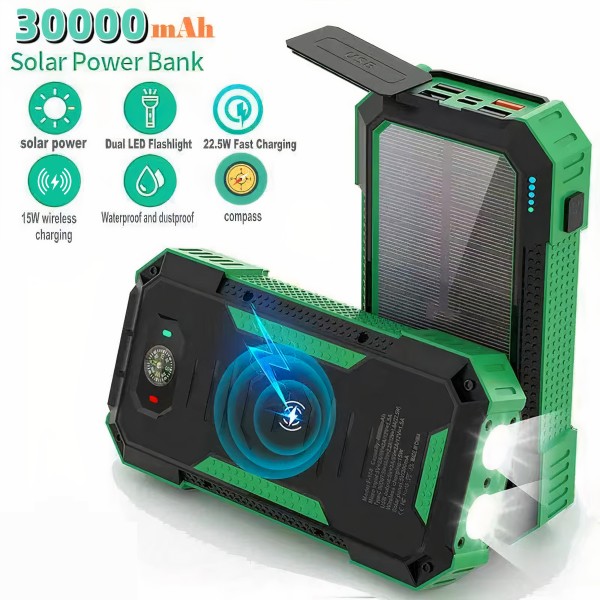 Solar Power Bank Factory - 30000mAh IP65 Waterproof SOS