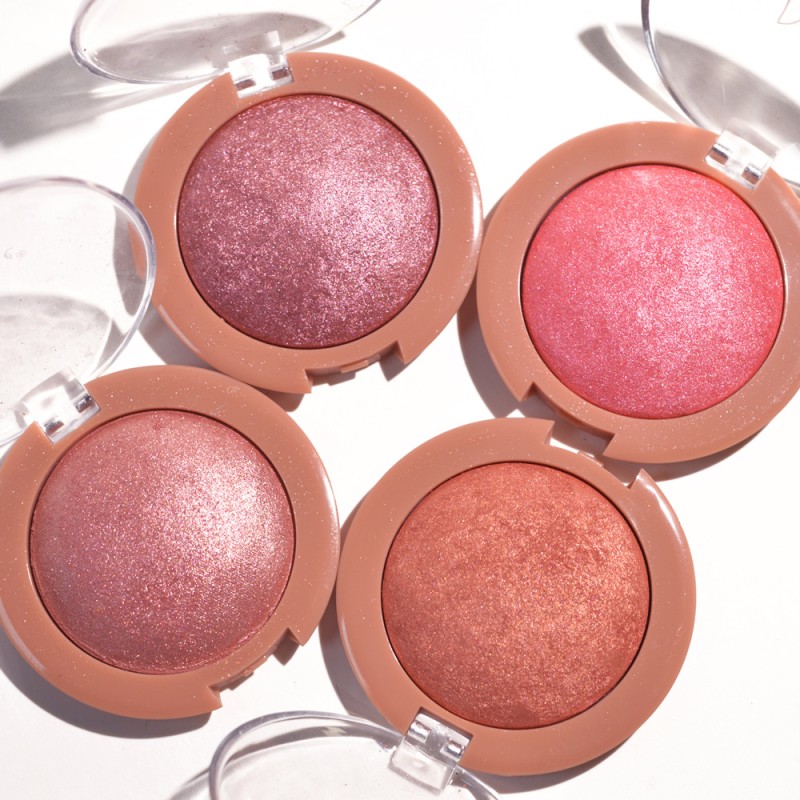 Baking Powder Pearlescent Blush High-gloss Brown Peach Terracotta Color Glitter Metallic Private Label Cosmetic Powder Makeup