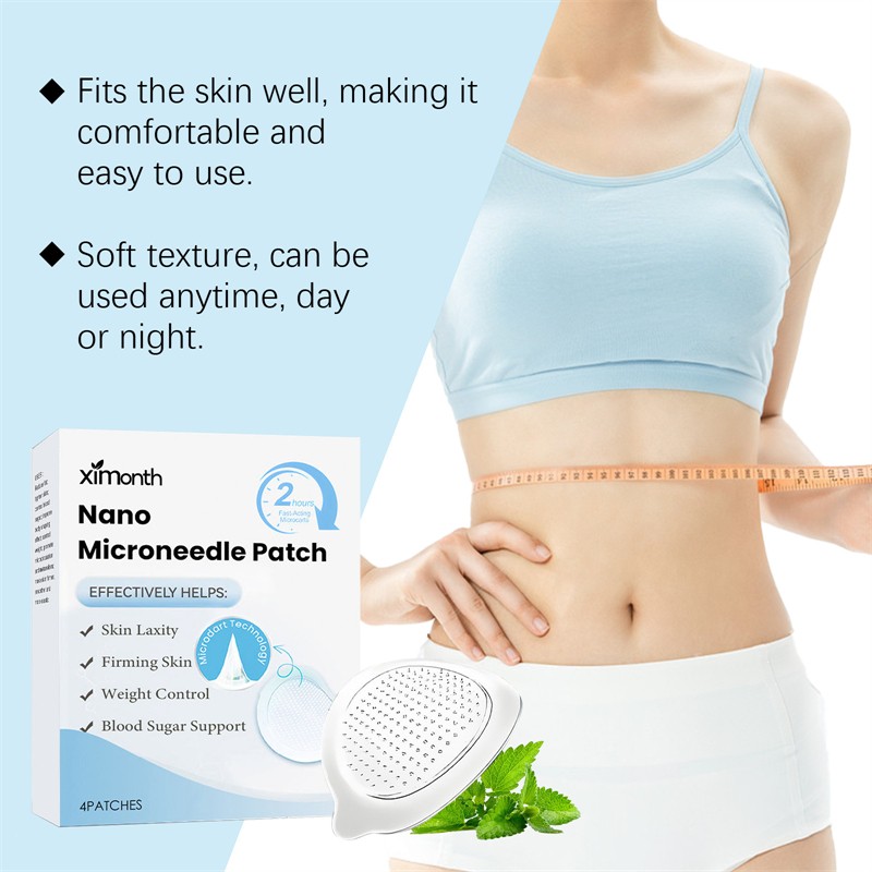 Ximonth 4pcs Nano Microneedle Patches Firming Weight Controlling Blood Sugar Supporting Body Care Patch