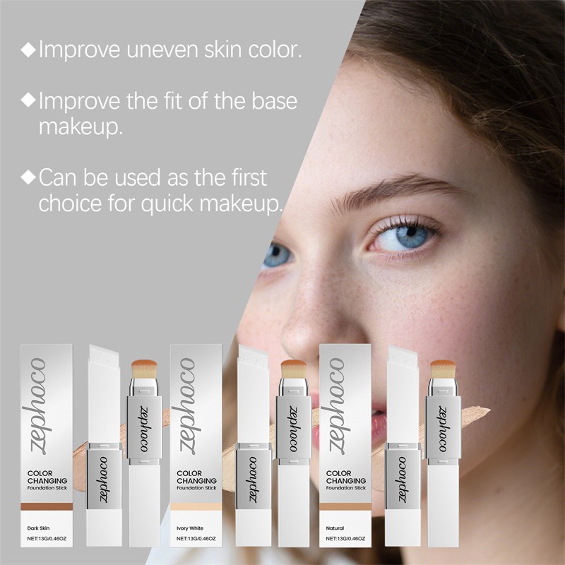 ZEPHOCO Color Changing Foundation Stick Uneven Skin Color Base Makeup Fit Improving Best Foundation Sticks