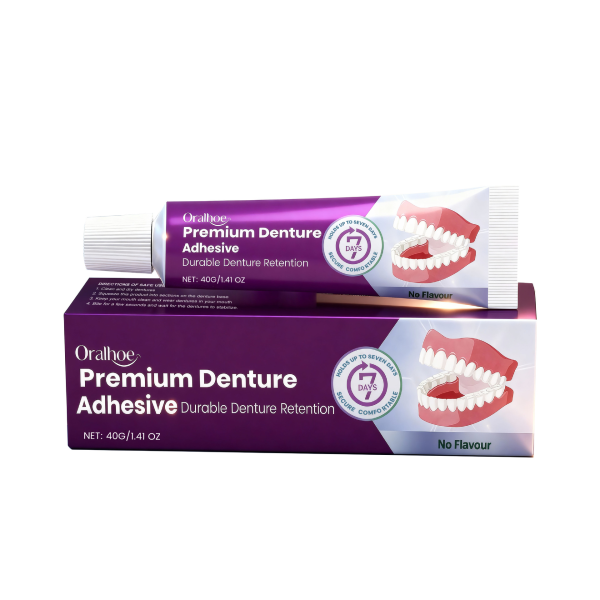 ORALHOE Denture Care Adhesive Cream Comfortable Natural Fit Dentures Glue for Aesthetics Enhances Smile Appearance