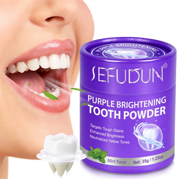 SEFUDUN薄荷味紫色亮牙粉牙齿牙龈坚固黄牙口臭除牙垢牙膏