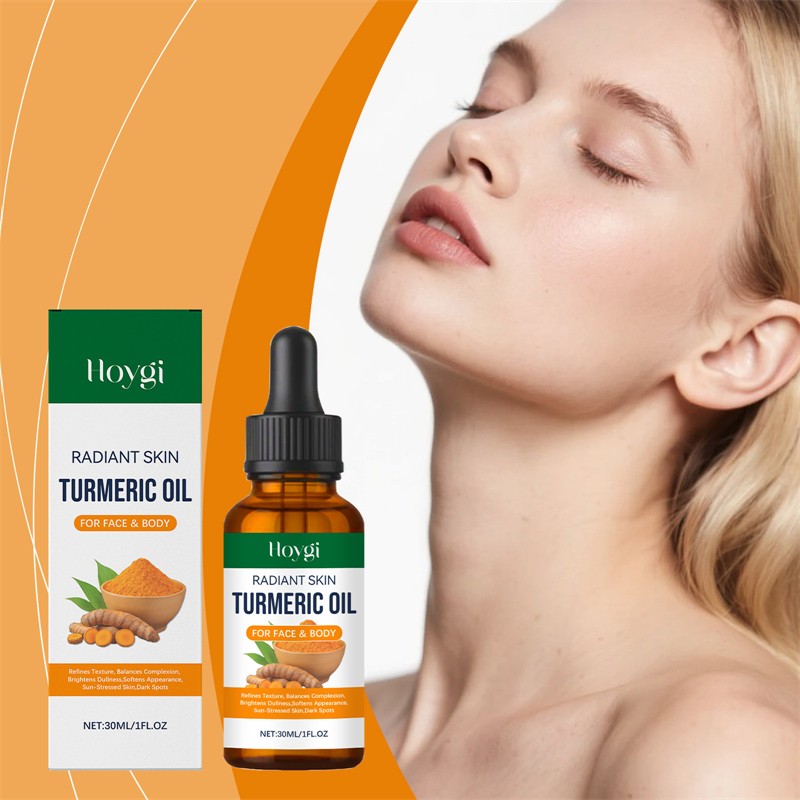 HOYGI 30ml Turmeric Oil Brightening Nourishing Lifting Tumeric Body Face Oil with logo