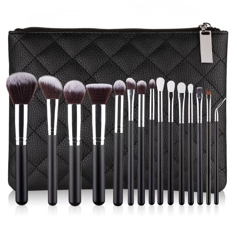 No logo 15 Pcs Cosmetics Make up Brush Set Custom High Quality Beauty Tool Blush Foundation Eyeshadow Brush Set with Bag