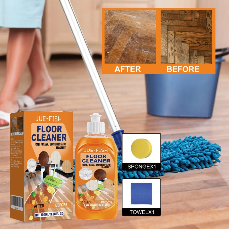 Jue-Fish Floor Cleaner Deep Decontamination Brightening Tile Cleaner for Wood Floor Polishing Vacuum Cleaners & Floor Care 100ml