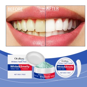 ORALHOE Whitens Teeth Frender Corn Starch Mint Extract Deep Cleaning Fresh Breath Tooth Powder Smooth Teeth With Spoon