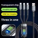 USB Cable Factory - 120W 3-in-1 Transparent Cable