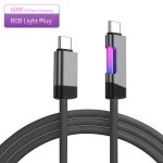 USB Cable Factory - 60W Type C RGB Nylon Braided