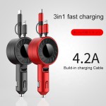 Car Charger Manufacturer - 4.2A Multi Retractable Dock