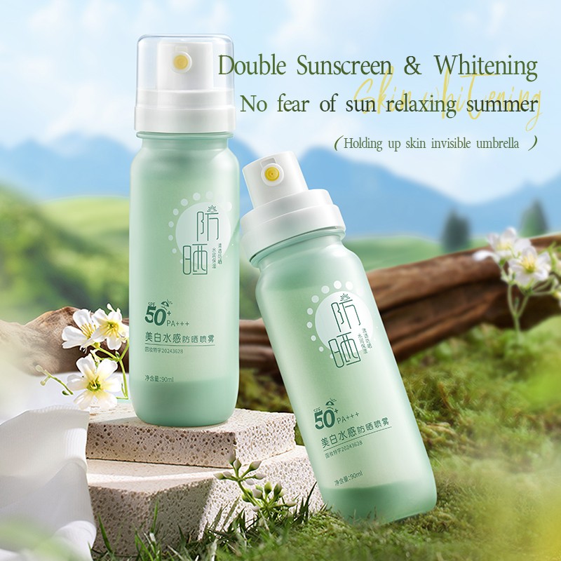 Private Label Vegan Mineral Sunscreen Mist 90ml SPF 50 Water-Based UV Defense Skin Brightening SPF 50 Whitening Sun Protection