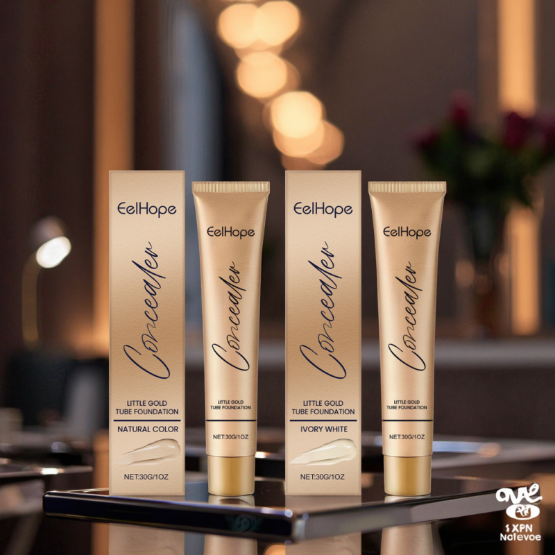 Eelhope Natural Lightweight Gold Tube Moisturizing Skin Concealer Long-Lasting Cream Foundation Mineral for Face Whitening