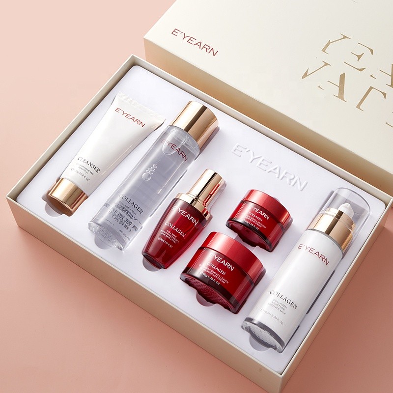 OEM Anti-wrinkle Boxed Skin Care Kit Collagen Micro-muscle Revitalizing Anti-Aging Firming Face Care 6 Pcs Skincare Set Gift Box