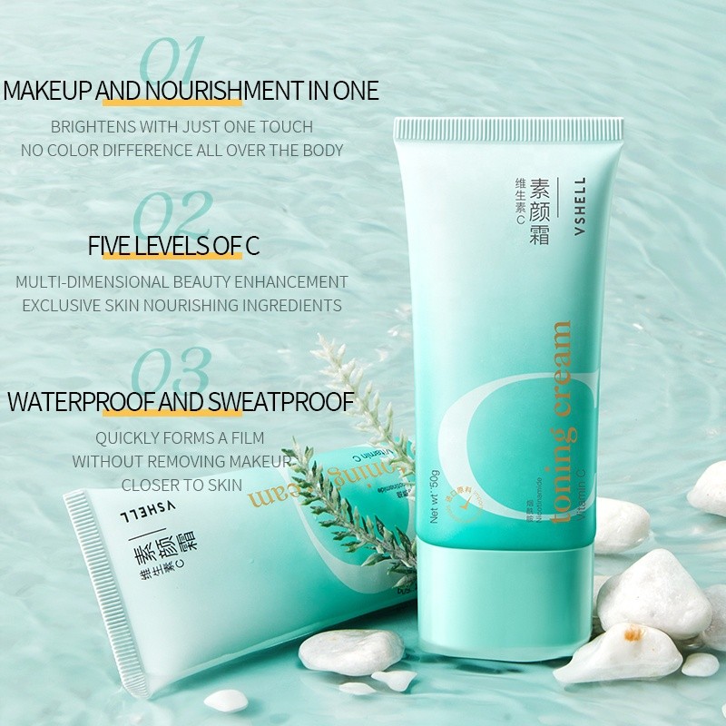 Private Label VC Tone Cream Instantly Brightening Toning Cream Oil-Control Pore-Friendly Natural Coverage Vegan Makeup Skincare