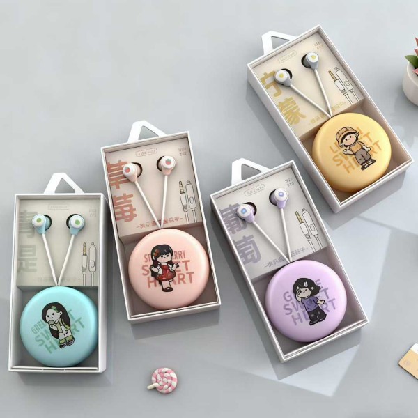 Wired Earphones Manufacturer - 3.5mm Cute Girls Storage Case Earphones