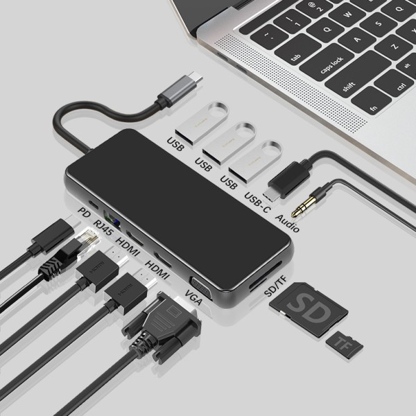 USB Hub Factory - OEM 12 Port USB C HUB 87W PD