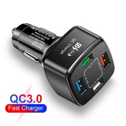 Car Charger Manufacturer - QC3.0 4 in 1 USB Type C Car Charger