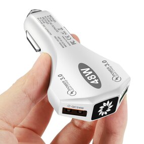 Car Charger Factory - 48W Dual Port USB QC3.0 Car Charger