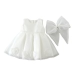 Baby Girls Dress Manufacturer - White Embroidered Satin