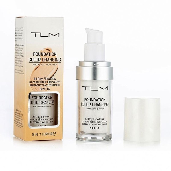 TLM 30ML变色粉底液覆盖遮瑕膏持久彩妆Sombras护肤粉底