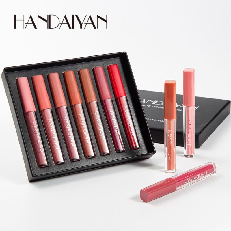 HANDAIYAN 7pcs/set Weekly Lip Gloss Matte Sexy Non-stick Lip Gloss Gift Box Long Lasting Moisturizer Liquid Lipstick