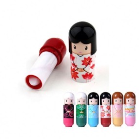 Hengfang 6-Color Cute Kimono Doll Lipstick Colorless Long-Lasting Moisturizing Lip Balm Waterproof Hydrating Lip Care for Men