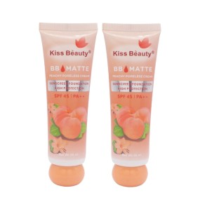 KISS BEAUTY BB Peach Liquid Foundation Natural Concealer Moisturize Nude Makeup Waterproof Long Lasting Liquid Foundation Cream