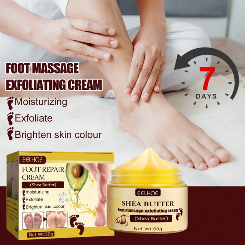 EELHOE New Product Shea Butter Foot Massage Skin Care Moisturize Soften Foot Exfoliating Foot Peeling Cream