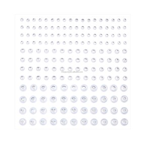 3个尺寸的单粒贴纸透明水晶不干胶莱茵石DIY脸艺术装饰节日白色丙烯酸酯12色