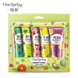 onesspring 5支/套水果植物保湿护手霜抚平细纹去角质美白肤色护手霜